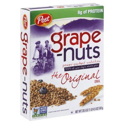 Original Post Grape-Nuts Cereal, 20.5-Ounce Box (Pack of 4) - Crunchy Whole Grain Breakfast Cereal for Healthy Mornings & Baking Recipes