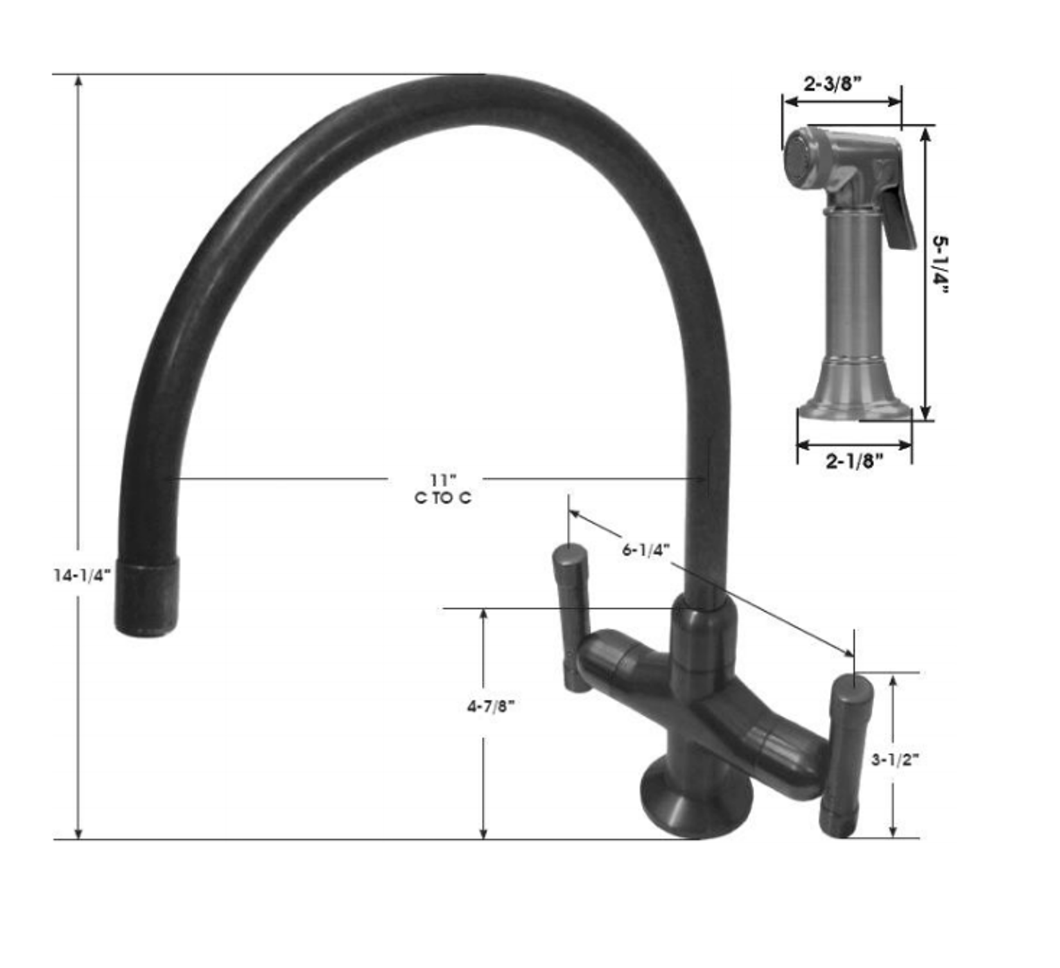 Premium Cuvee Deck Mount Faucet with Large Gooseneck Spout - Modern Kitchen Sink Faucet for Bar, Restaurant & Home Use