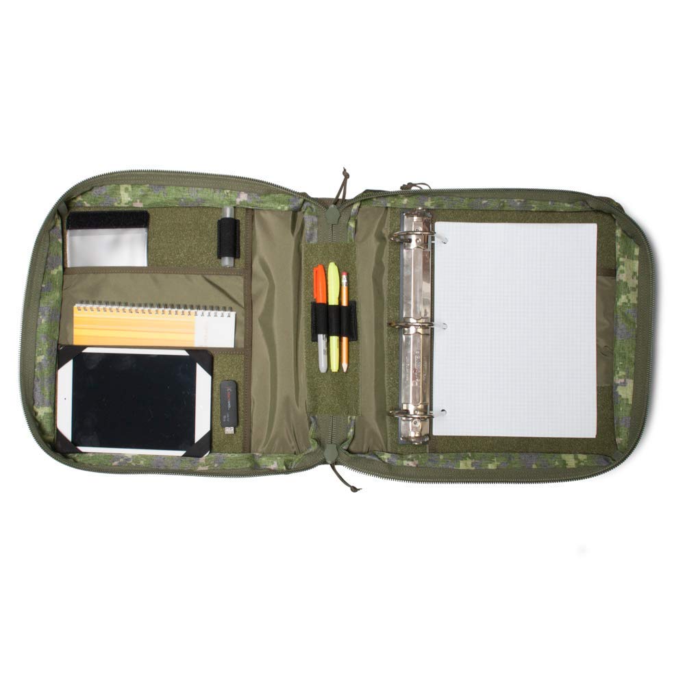 Tactical Notebook Cover - 3-Ring Binder Organizer with Zippered Padfolio & Leather Handle | Fits 3-4 Inch Binders | Durable Military-Grade Field Use | Canadian Digital Camo Pattern | Perfect for Outdoor Adventures, Office Work & Tactical Missions
