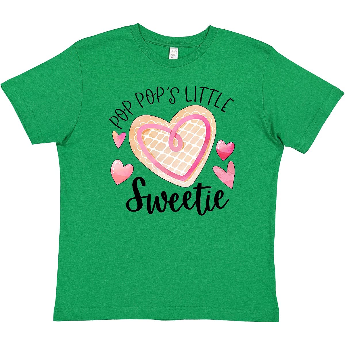 Inktastic Pop Pop's Little Sweetie Pink Heart Cookie Youth T-Shirt - Cute Kids Valentine's Day Outfit for Grandparents Day & Family Photos