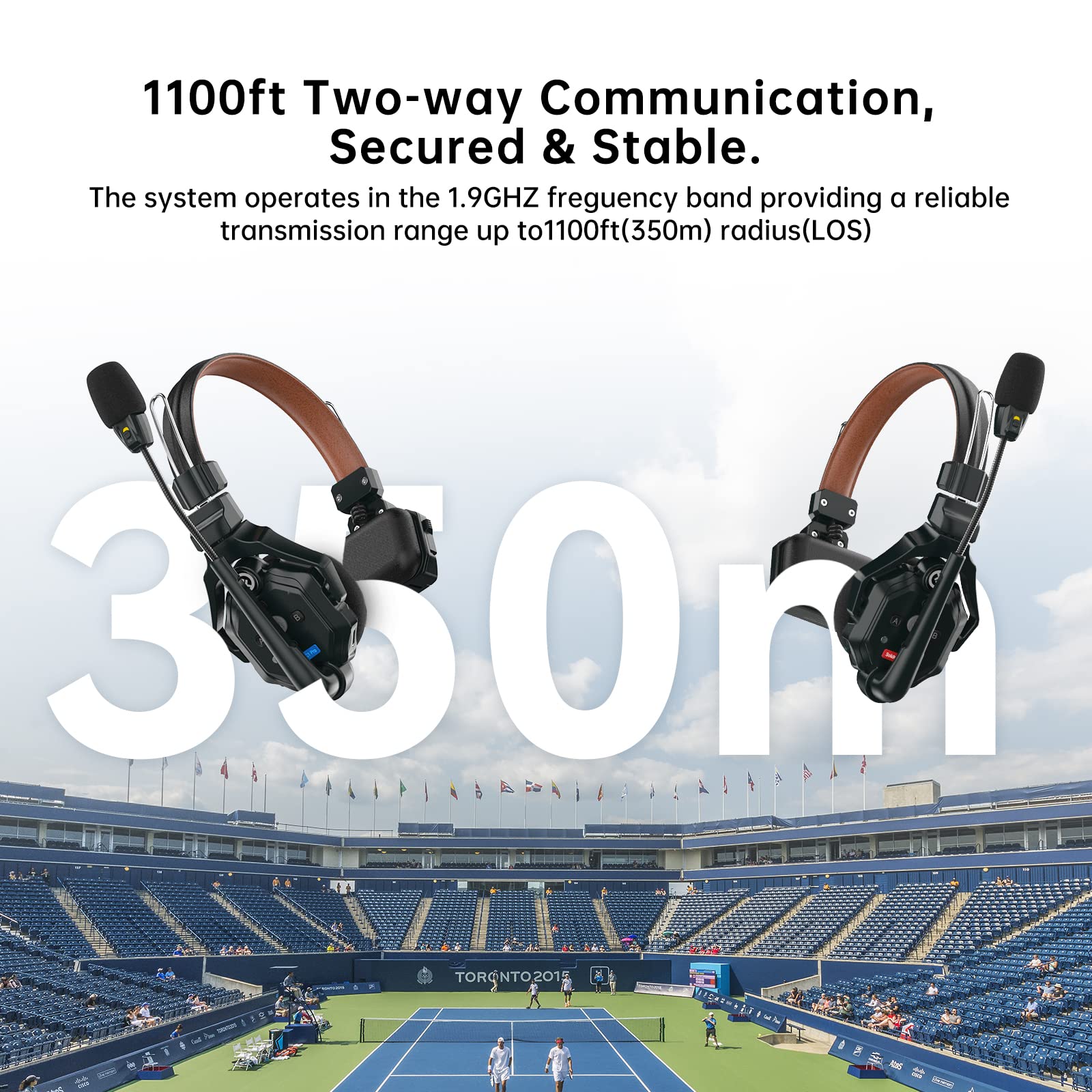 Hollyland Solidcom C1 Pro Wireless Intercom Headset with ENC Noise Cancellation & Full Duplex - 1100ft Range, PTT & Mute Function, Single Ear Design for Church, Drone, TV & Film Production - Perfect for Team Communication in Live Events, Broadcasting & Professional Audio Settings