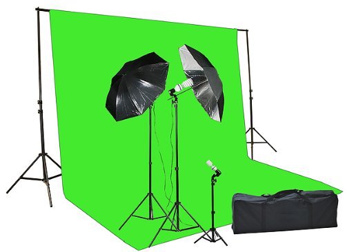 Fancierstudio Chroma Key Green Screen Kit with 1000W Lighting - Professional Photo & Video Studio Setup with Umbrellas & Softboxes - Perfect for YouTube Videos, Live Streaming, and Photography Backdrops
