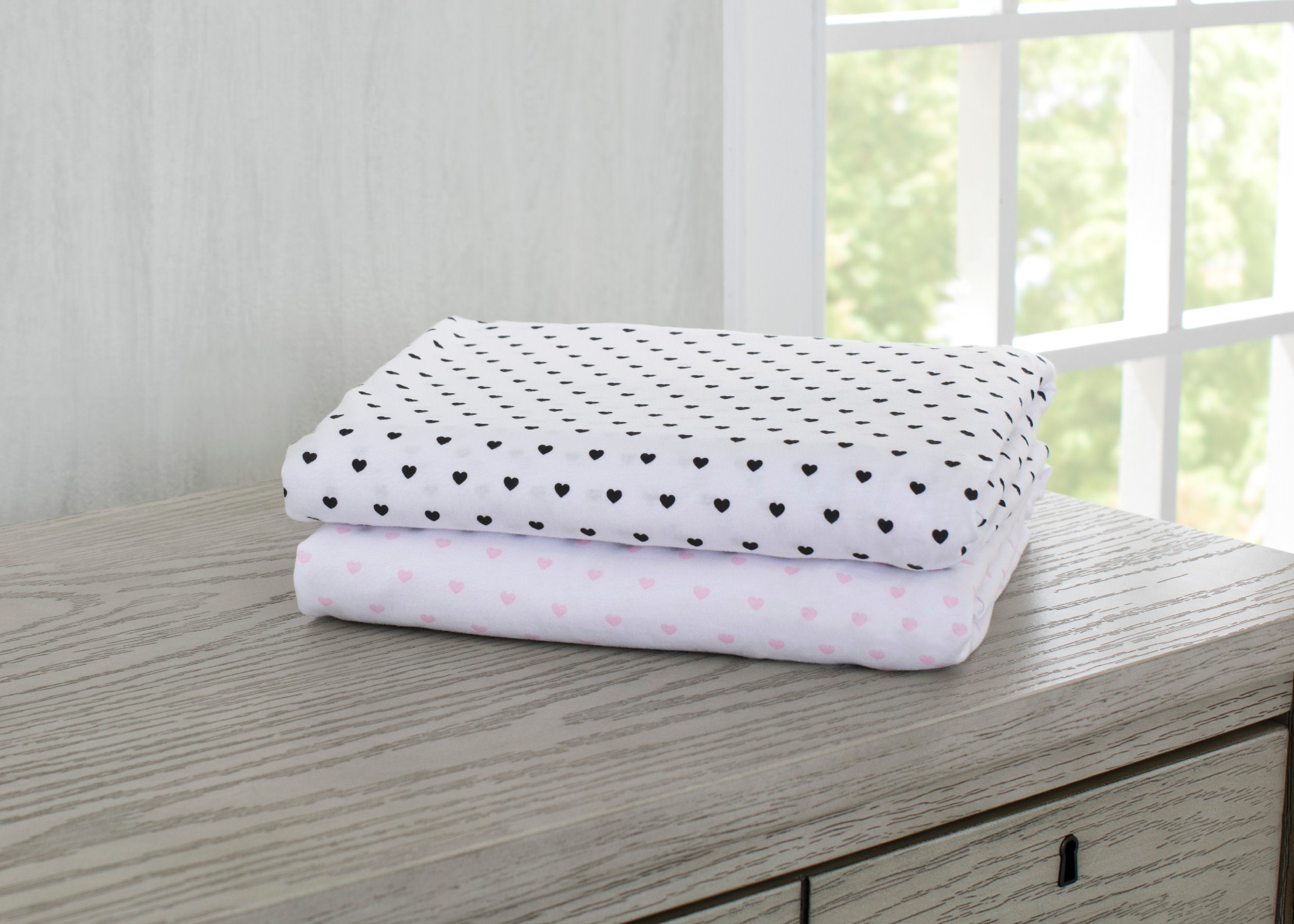 Hearts Fitted Crib Sheets 2 Pack - Soft Baby Crib Sheets for Nursery, Girls & Boys - Perfect for Nursery Decor, Baby Showers & Newborn Essentials