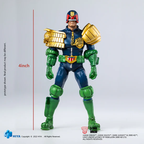 PRE ORDER - Hiya 1/18 Scale 4-Inch Judge Dredd Action Figure - Exquisite Mini Series Collectible - Gaze Into The Fist of Dredd - Perfect for Display, Collecting & Action Figure Battles