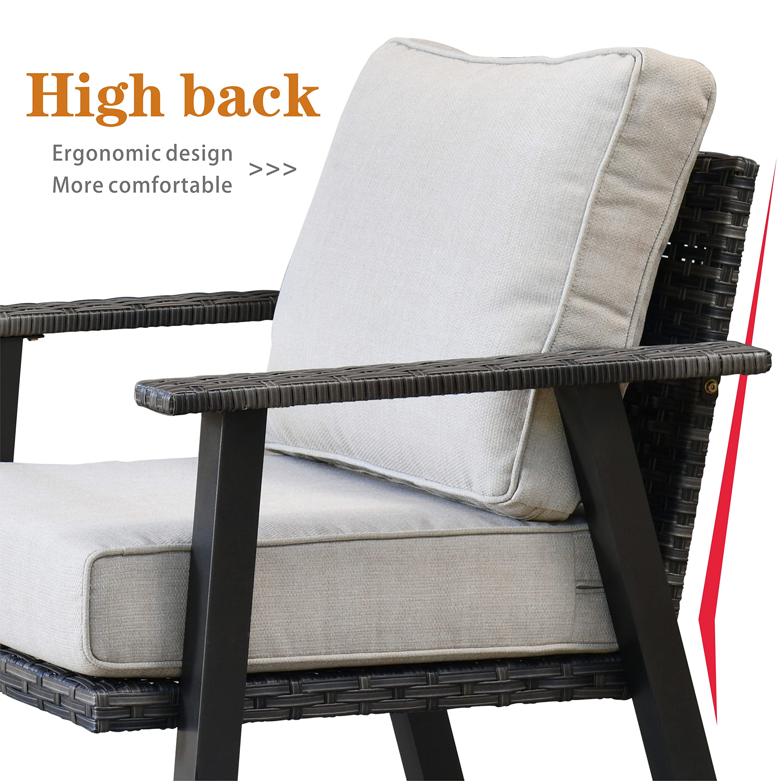 **Ovios Patio Chairs Set of 2 - All-Weather Wicker Rattan Outdoor Chairs with Comfortable Cushions, High Back Single Sofa for Porch, Garden, Backyard, Deck - Beige - Perfect for Relaxing, Lounging, and Entertaining Guests**