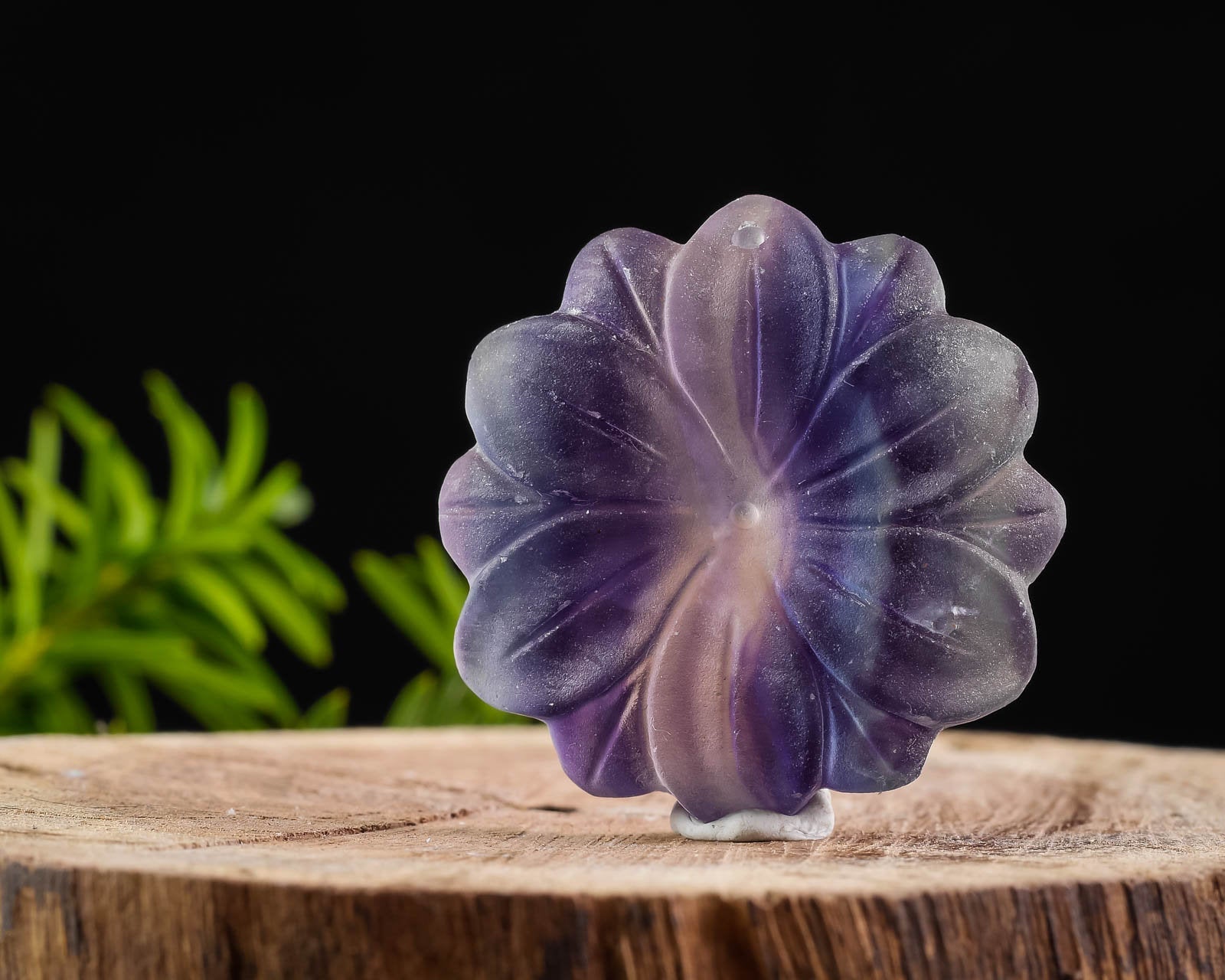 Rainbow Fluorite Crystal Pendant Necklace - Handmade Healing Stone Jewelry with Flower Carving - Natural Gemstone Gift for Meditation, Energy Healing & Spiritual Protection (E1529)