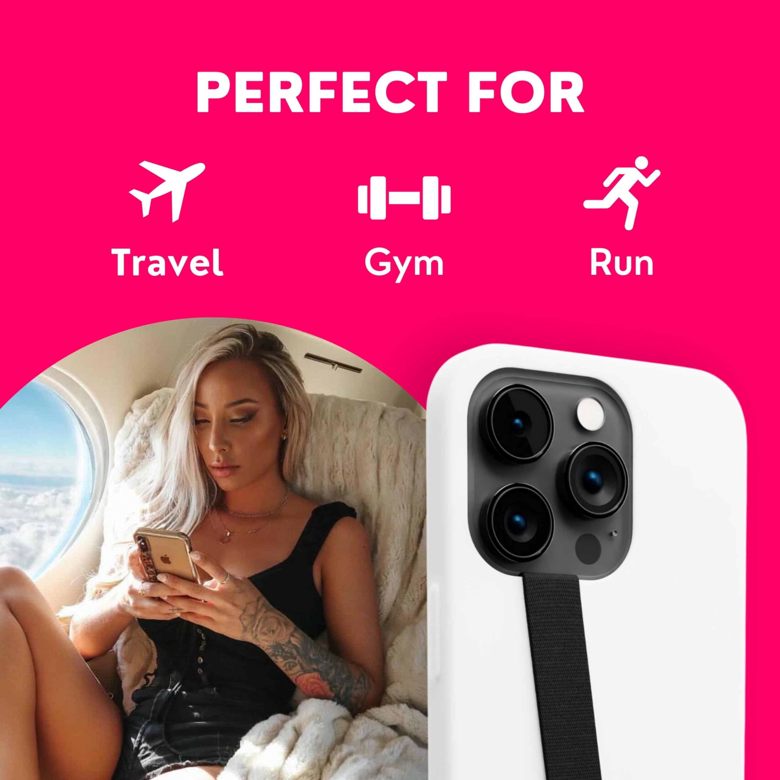 Non-Slip Phone Grip Strap - Lightweight & Discreet Finger Holder for Cell Phones | Secure One-Handed Use While Driving, Exercising or Multitasking
