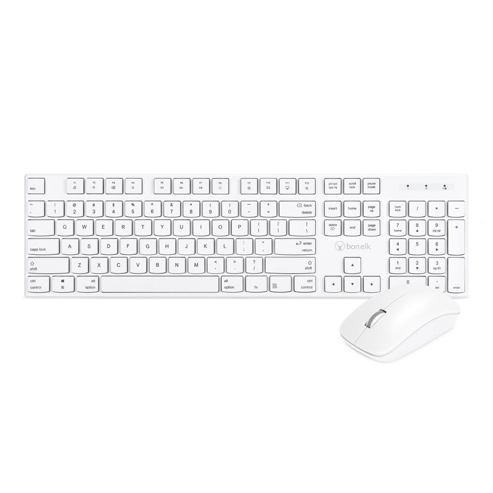Bonelk KM 314 Slim Wireless Keyboard and Mouse Combo - White | Ultra-Thin Ergonomic Design | 2.4GHz USB Receiver | Quiet Keys | for Office, Home, Gaming & Productivity Use
