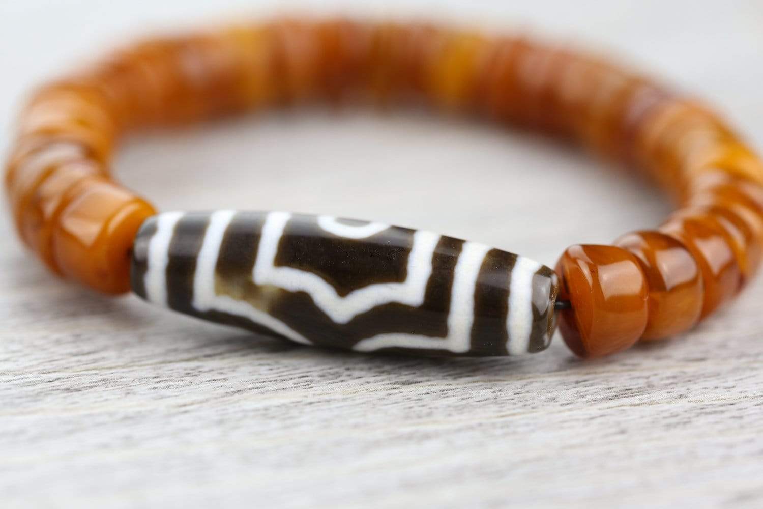 Natural Baltic Amber Dzi Bead Bracelet for Healing & Protection - Perfect for Meditation, Yoga & Spiritual Wellness