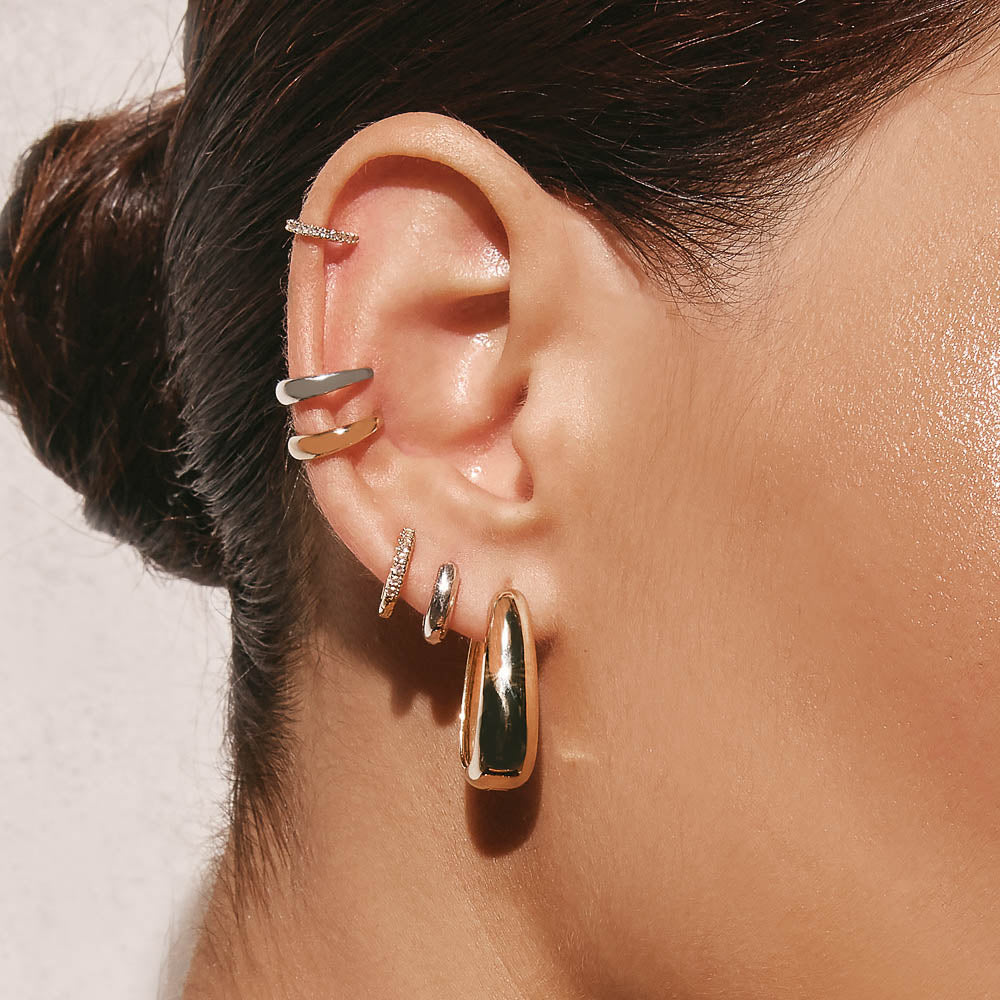 14K Gold Elongated Dome Hoop Earrings for Women - Elegant Dangle Earrings for Everyday Wear & Special Occasions