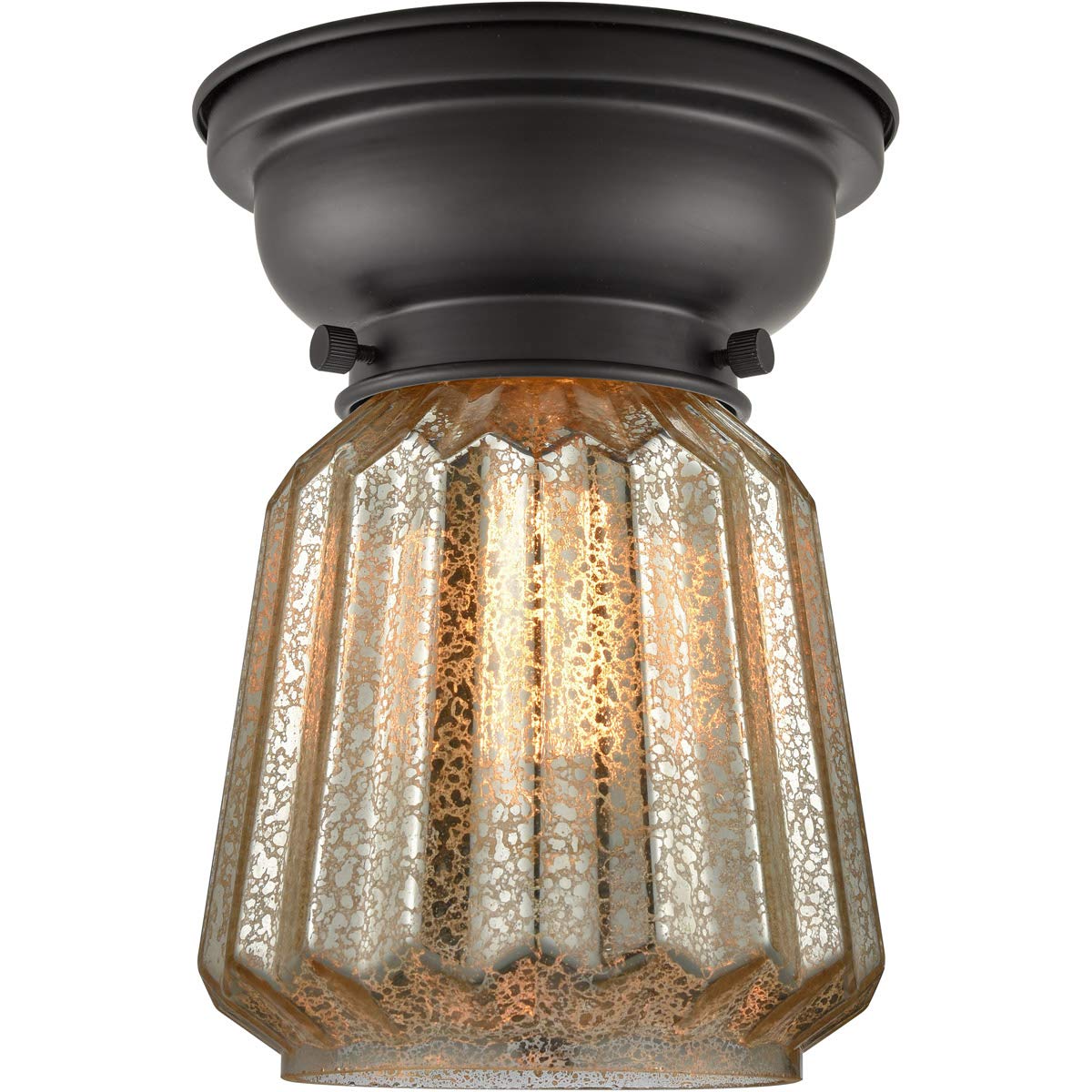 Matte Black Flush Mount Ceiling Light Fixture - 6 Inch Wide Steel and Glass Design, Medium Base, Single Bulb - Perfect for Bedrooms, Hallways, and Small Spaces