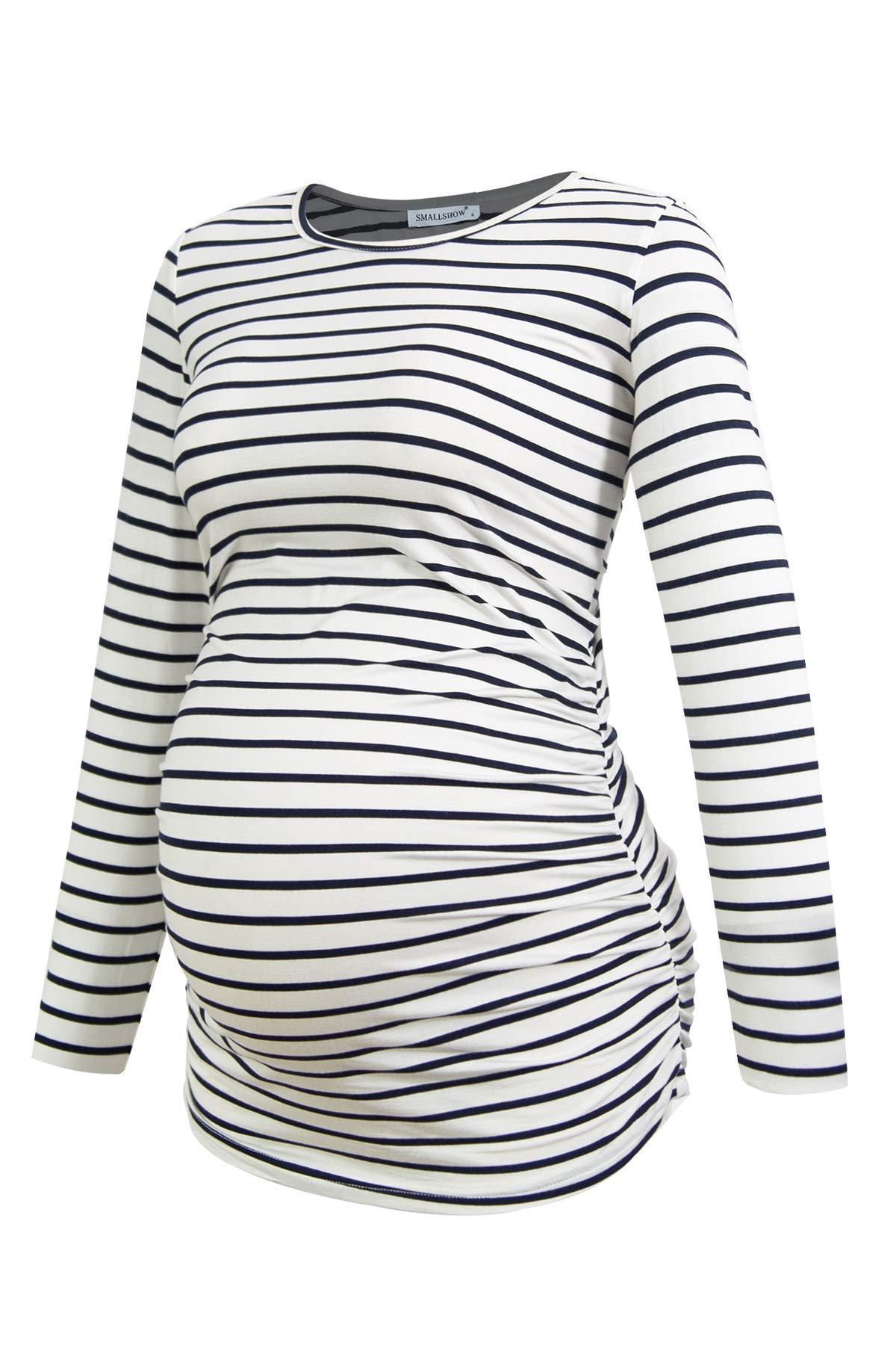 Smallshow Women's Maternity Shirts - 3 Pack Long Sleeve Pregnancy Tops for Comfort & Style | Perfect for Work, Casual Wear & Nursing