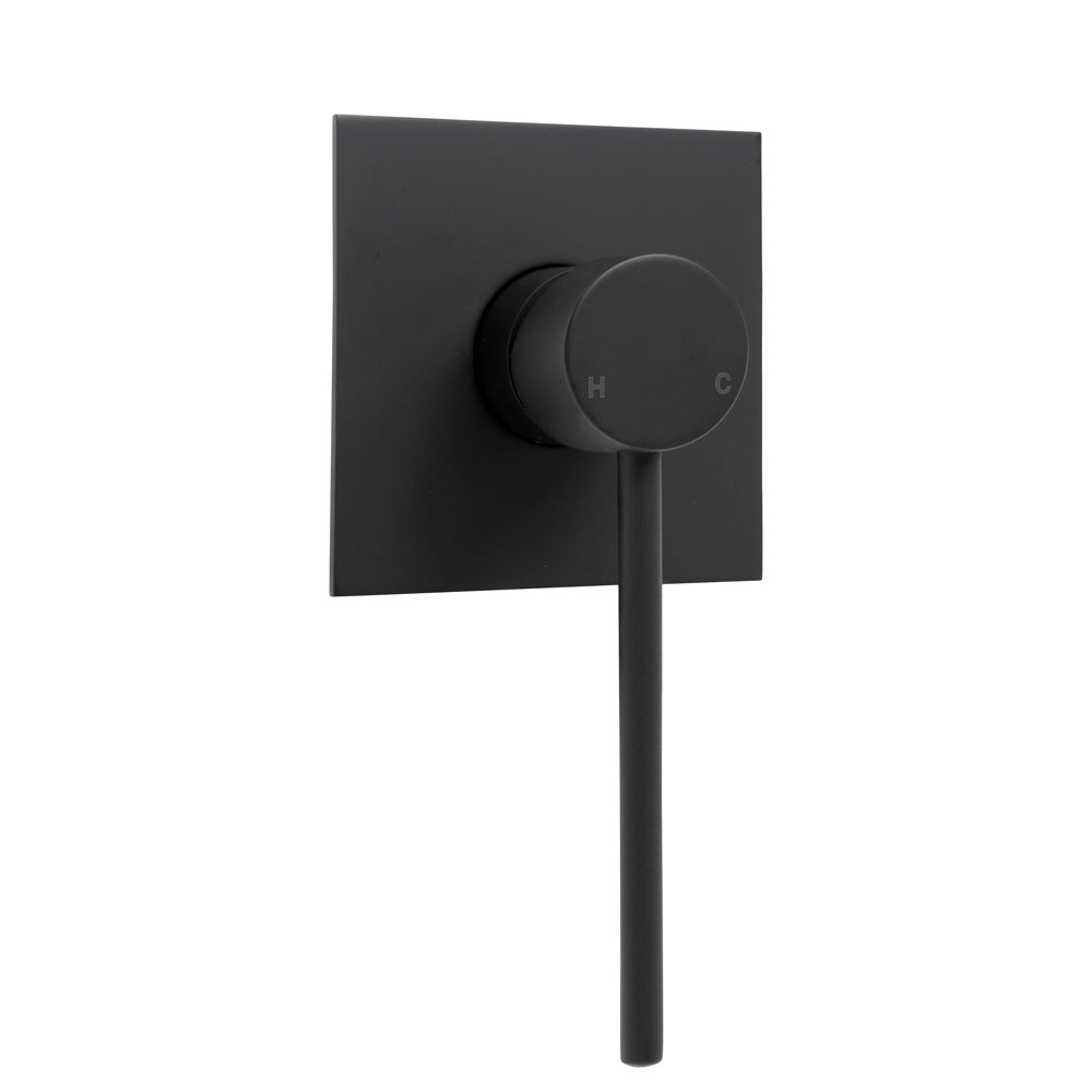 Fienza 225101BD Matte Black Wall Mounted Square Basin Mixer Tap - Modern Bathroom Faucet for Vanity Sink, Powder Room & Guest Bathroom