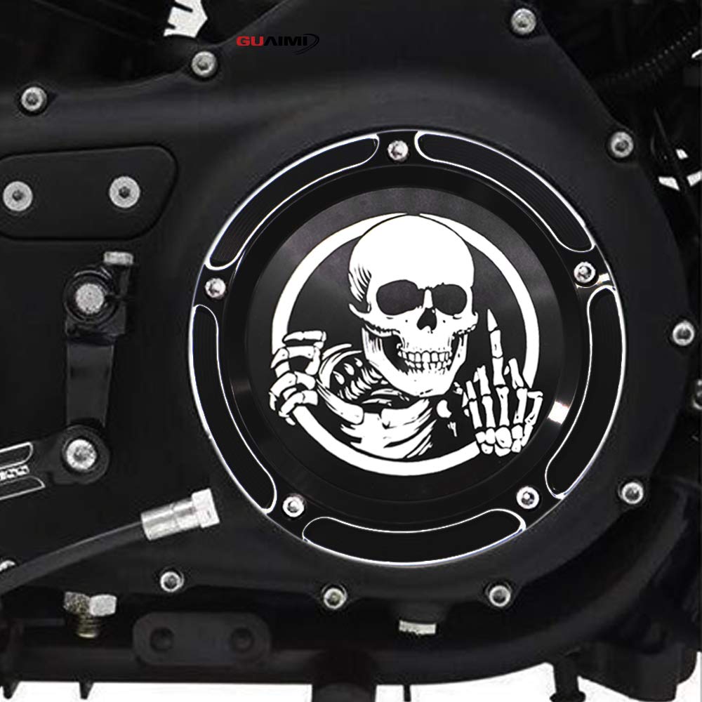 GUAIMI CNC Derby Timer Timing Engine Cover for Harley Dyna FLD Street Glide FLHTK FLHRS Fatboy FXSTB - Skeleton Middle Finger Design | Motorcycle Customization & Performance Upgrade