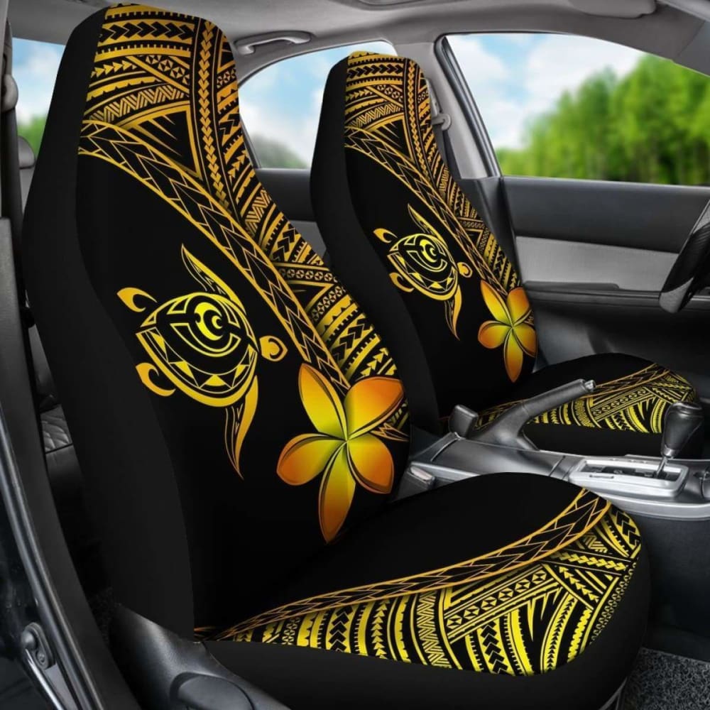 Premium Alohawaii Car Seat Covers - Hawaiian Turtle & Plumeria Yellow Design - Universal Fit for Cars, SUVs & Trucks - Perfect for Beach Trips, Summer Drives & Tropical-Themed Vehicles