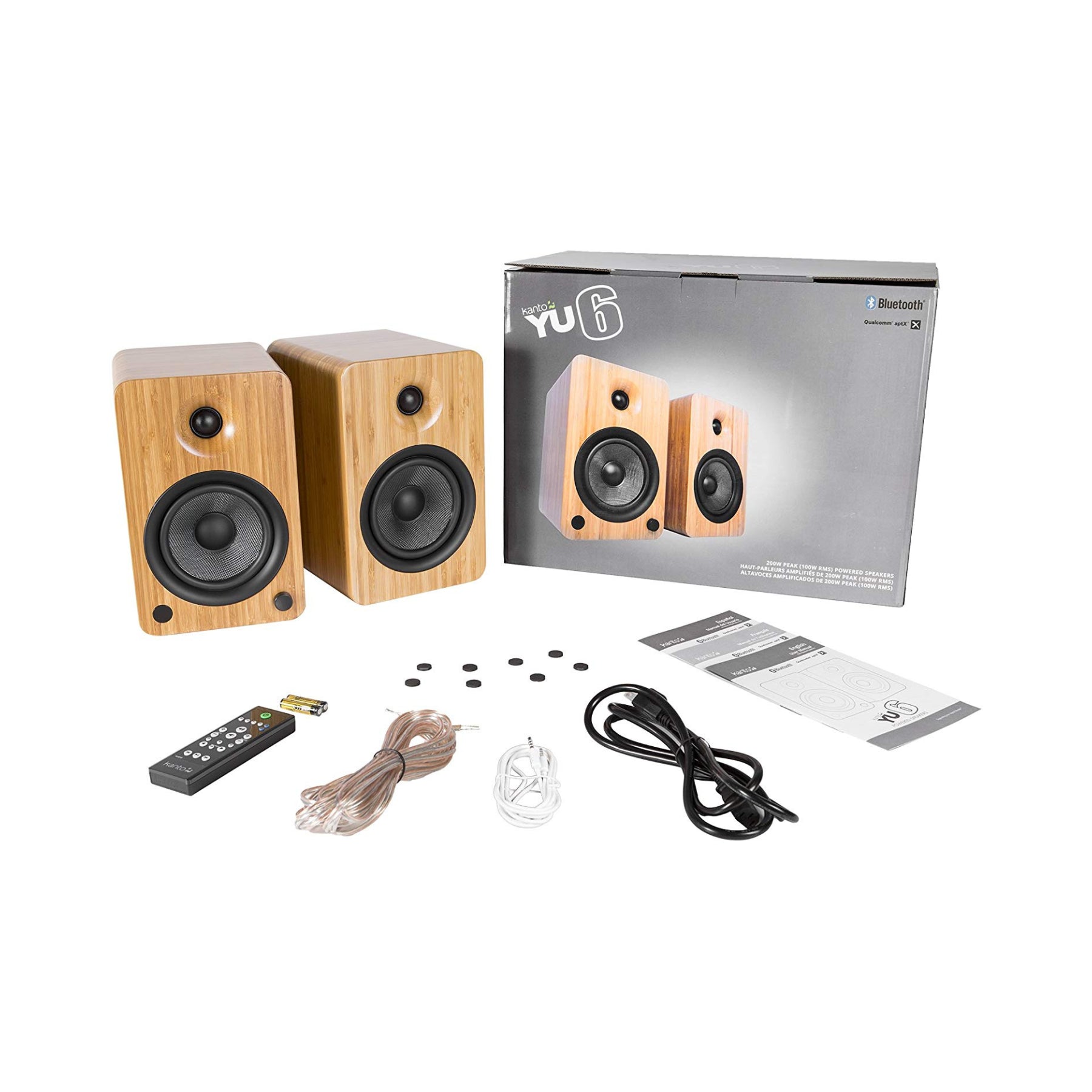 Kanto YU6 Powered Bluetooth Bookshelf Speakers with Phono Preamp - High-Quality Audio for Vinyl Records, Desktop, and Home Theater - Open Box Clearance Deal