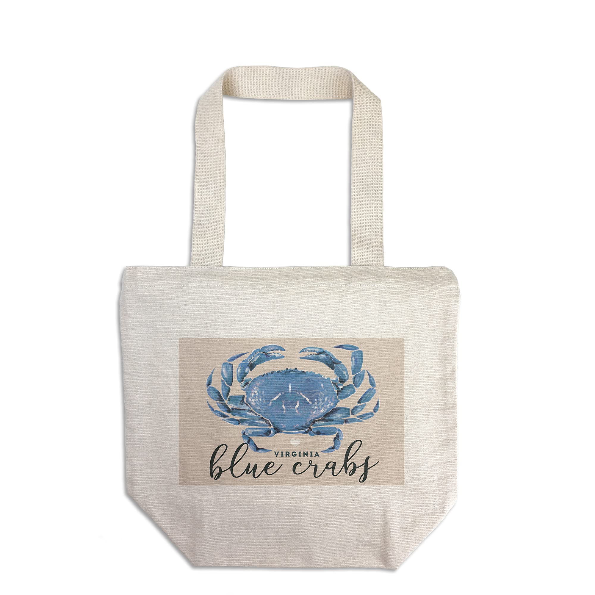 Virginia Blue Crab Heart Design - 100% Cotton Canvas Reusable Tote Bag for Grocery Shopping, Beach Trips & Eco-Friendly Lifestyle