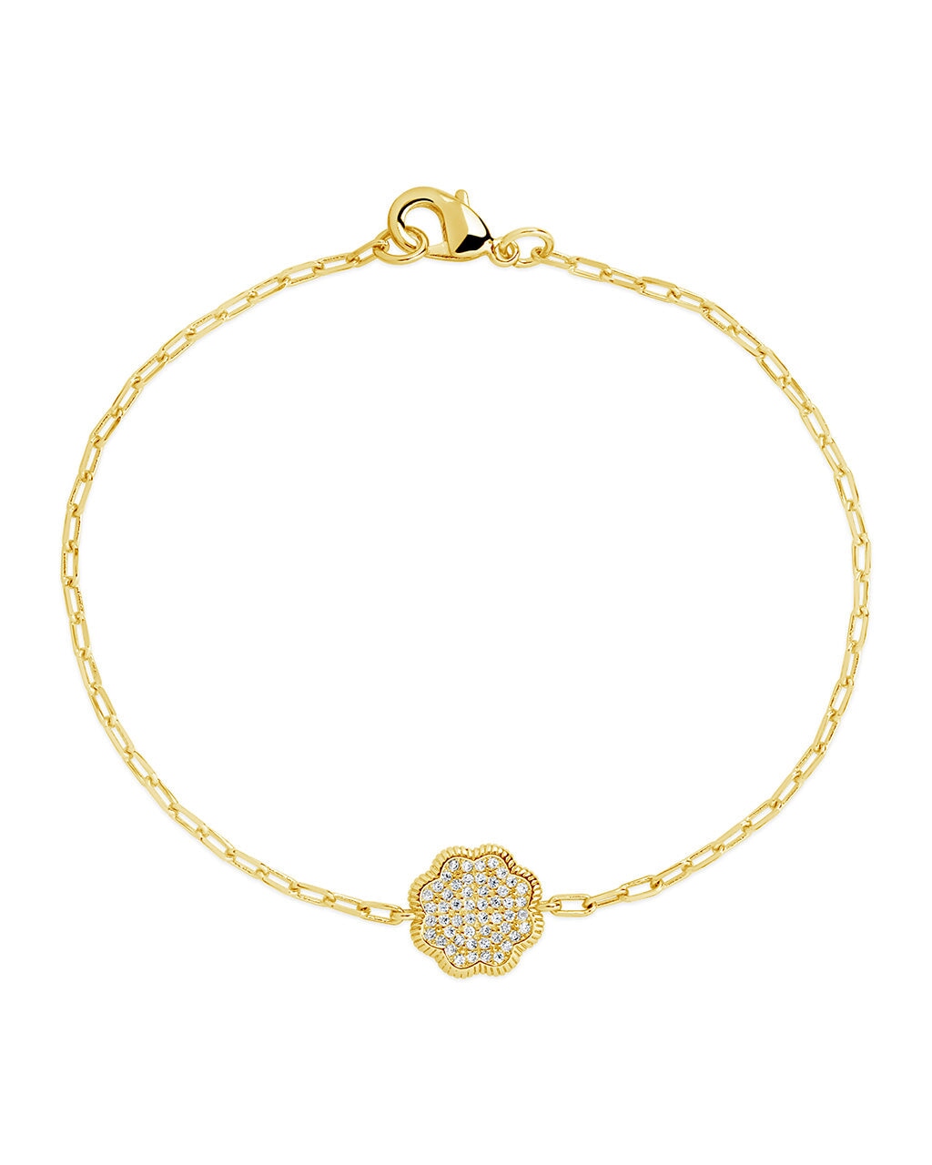 Raemy CZ Rose Petal Station Bracelet - Elegant Cubic Zirconia Rose Flower Charm Bracelet for Women, Perfect for Weddings, Anniversaries & Romantic Date Nights