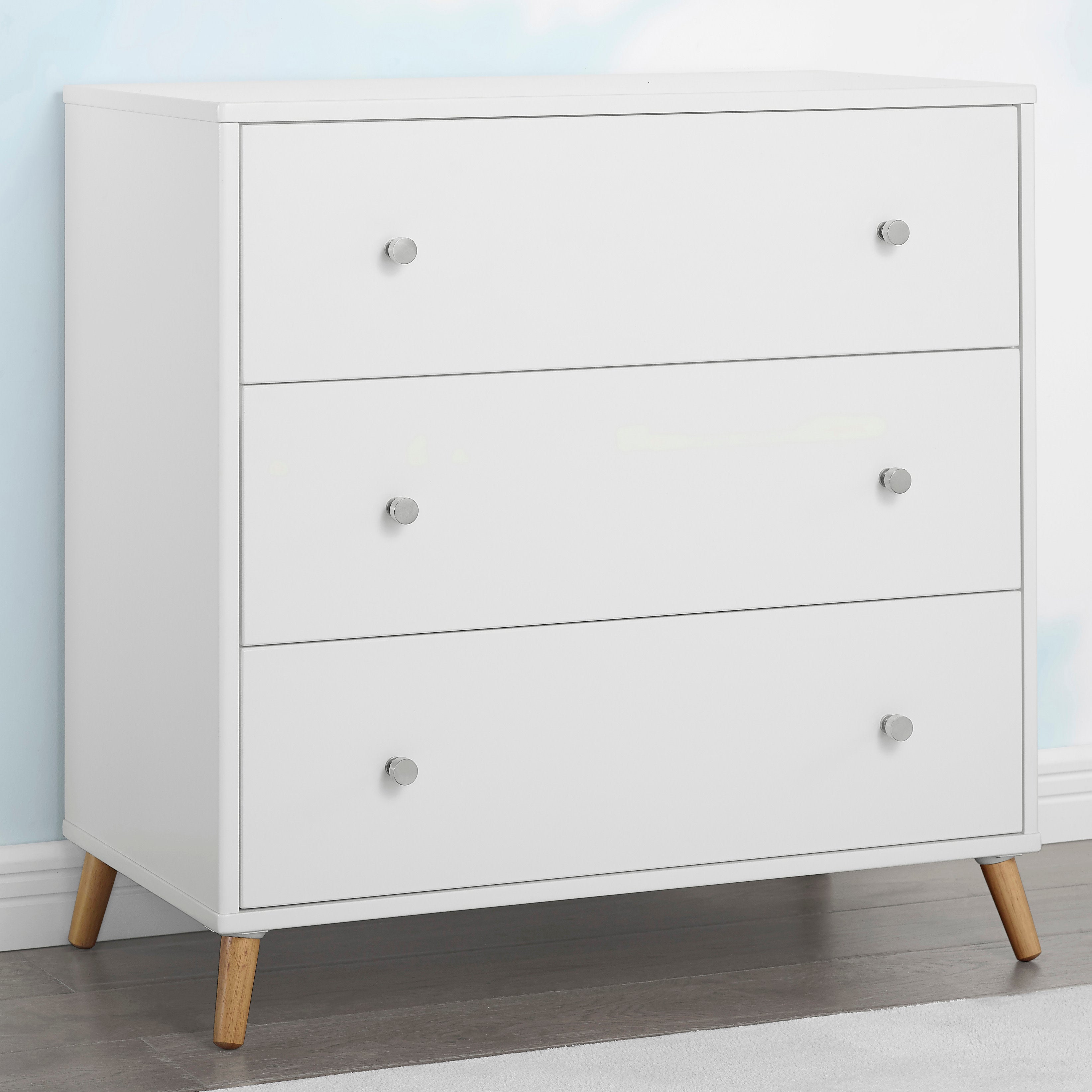 Jordan 3-Drawer Dresser with Interlocking Drawers - Sturdy Bedroom Storage Furniture for Clothes & Accessories | Perfect for Master Bedroom, Guest Room or Dorm Organization
