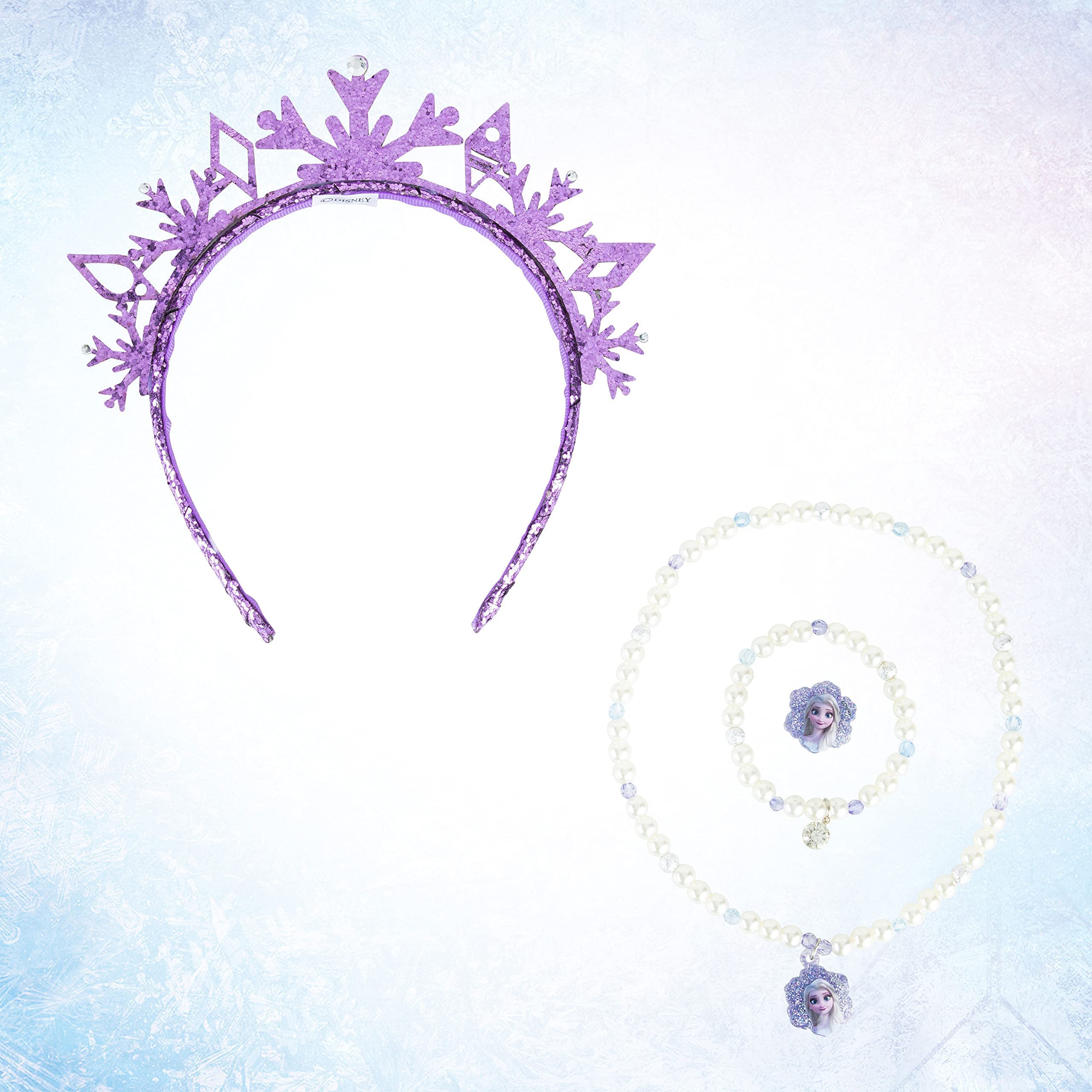 Frozen Princess Dress Up Accessory Set - Elsa Tiara & Jewelry Kit for Girls - Birthday & Holiday Gift - Costume Role Play Toy for Kids Ages 3+ - Perfect for Dress Up Parties, Halloween & Pretend Play