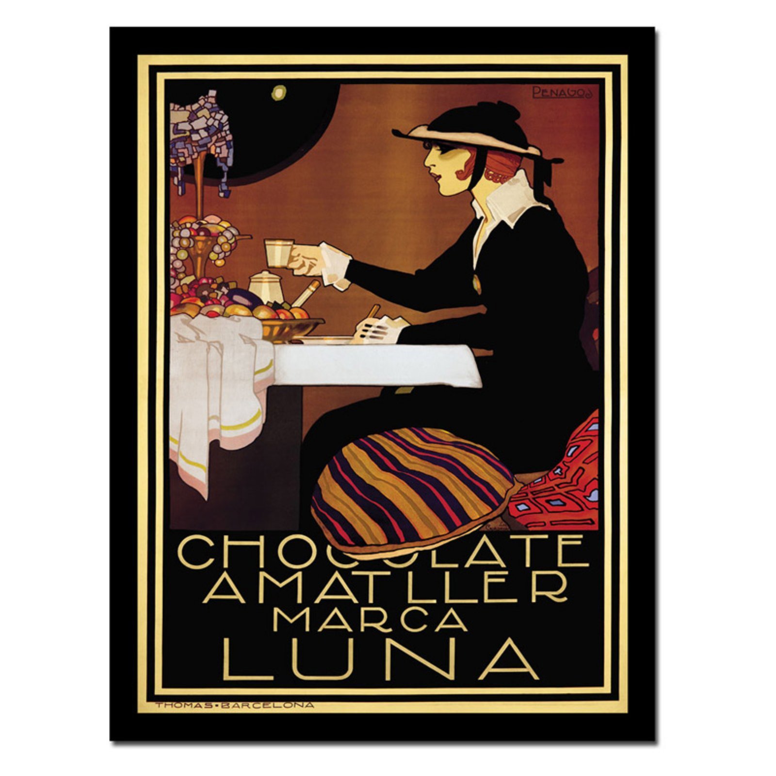 Trademark Fine Art Chocolate Amatller Canvas Wall Art Print - 14x19 Inches - Vintage Food Painting for Kitchen, Dining Room & Cafe Decor