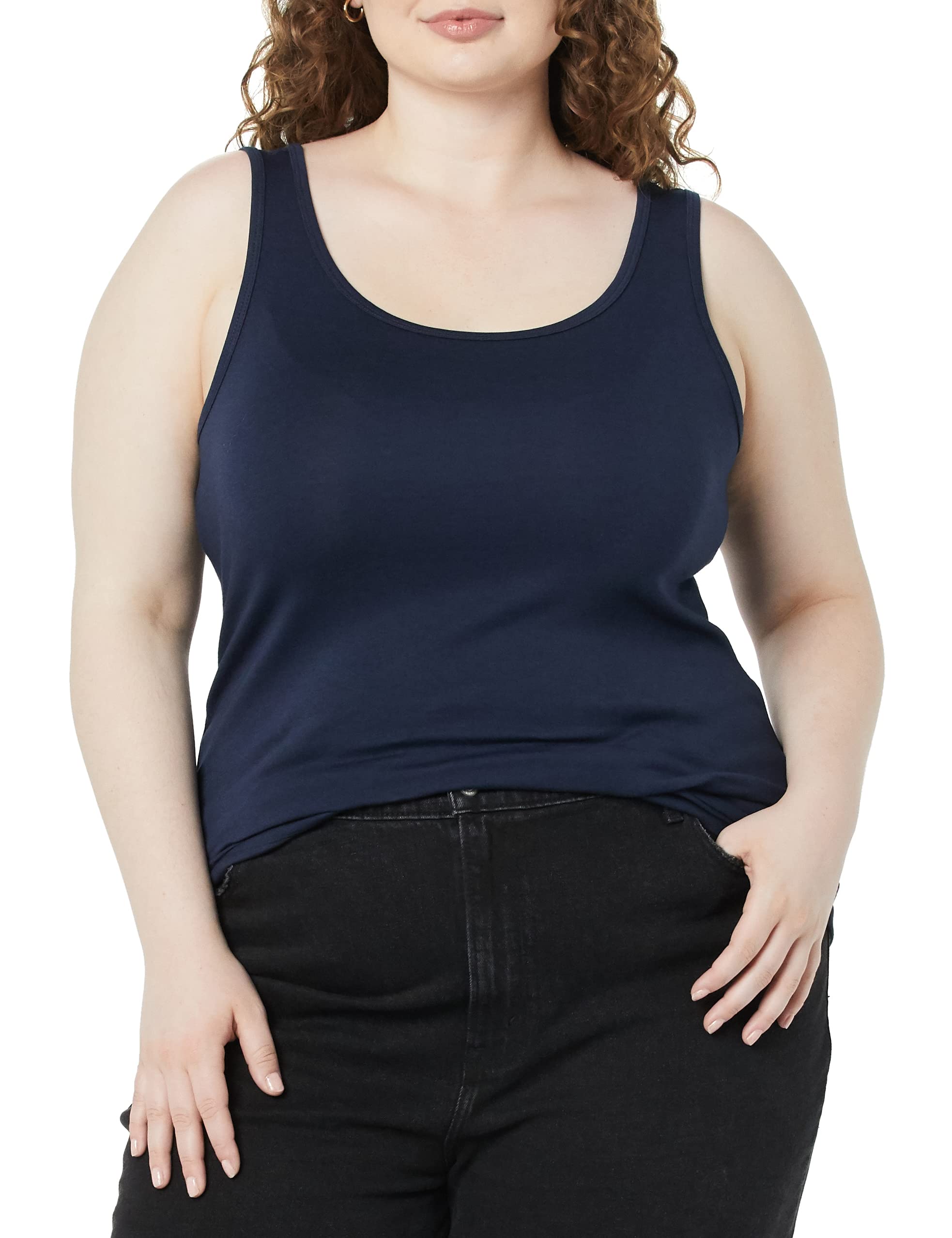 Amazon Essentials Women's Plus Size Tank Tops - 3 Pack Cotton Casual Sleeveless Shirts for Summer, Workout & Layering