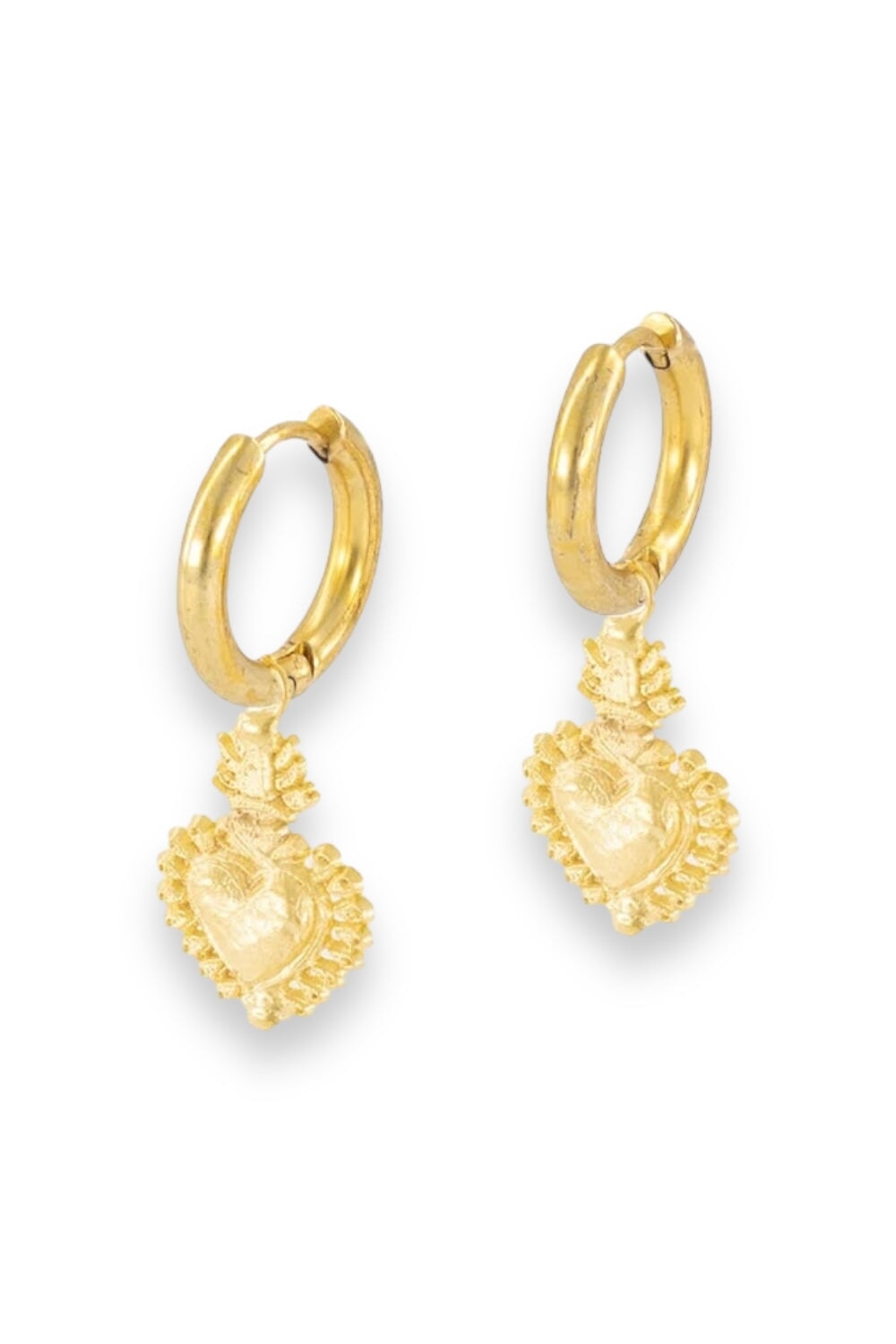 Sacred Heart Hoops Earrings - Dainty Gold Religious Jewelry for Women - Perfect for Church, Weddings & Everyday Faith-Based Fashion