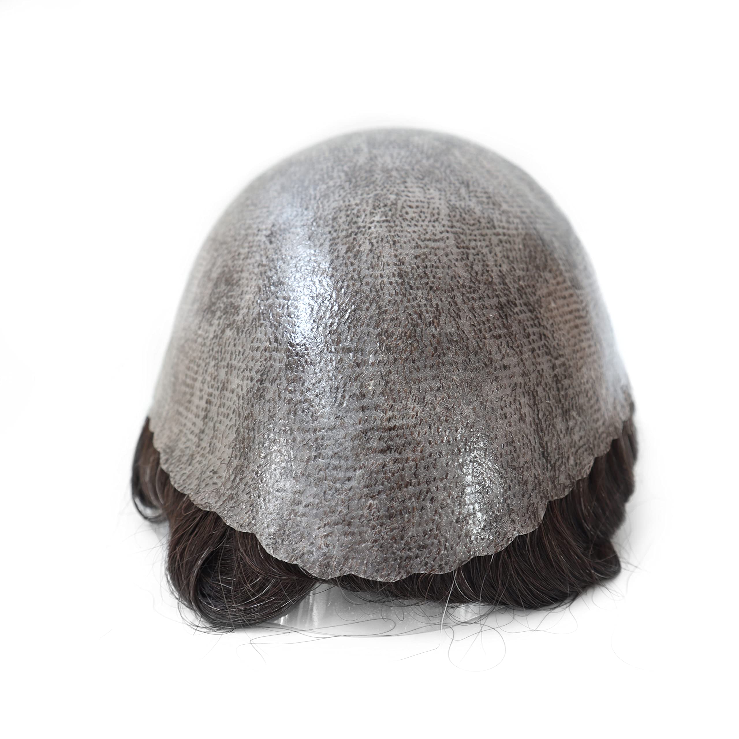 Premium Men's Toupee - 0.12mm Injected Poly Skin Hair System with 100% Real Human Hair (#220) - Natural Looking Hair Replacement for Thinning Hair & Baldness - Perfect for Daily Wear, Special Occasions & Professional Settings