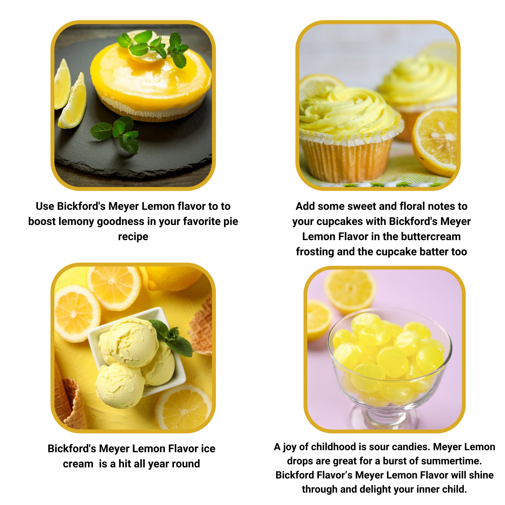 Bickford 4X Meyer Lemon Extract - Gluten Free, Kosher, Vegan, No Sugar Added - 1 Gallon Bulk for Baking, Cooking & Beverages - Perfect for Cakes, Cookies, Cocktails & Desserts