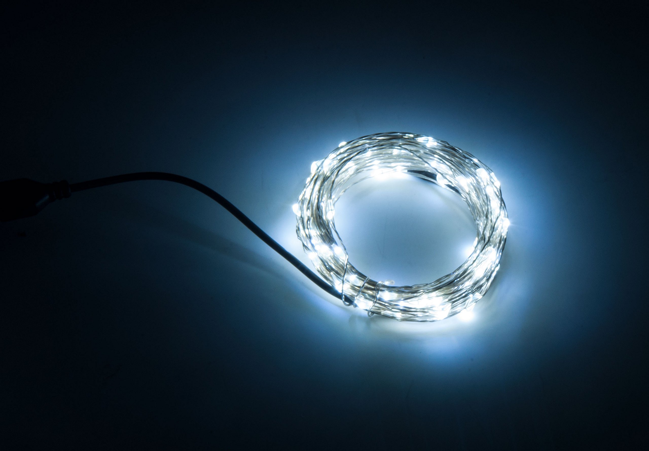 Karlling USB Plug-in LED Fairy Lights - 2 Packs of 50 LED Bulbs, 16 Ft Silver Wire Waterproof String Lights for Bedroom, Patio, Garden, Party, Wedding & Commercial Use (White) | Perfect for Home Decor, Outdoor Lighting & Special Events