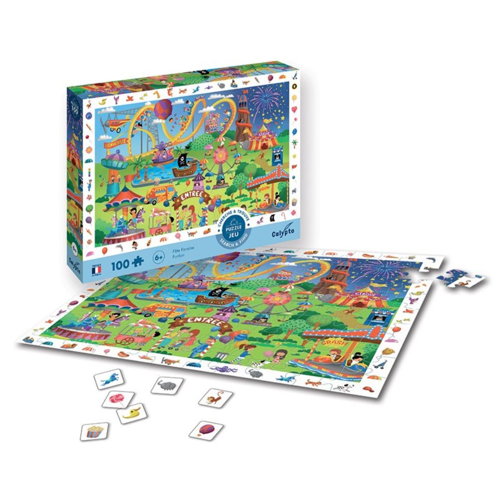 Calypto Jigsaw Puzzle - Search & Find Fun Fair 100 Piece Puzzle for Kids & Adults - Perfect for Family Game Night & Educational Play