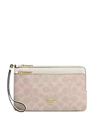 Coach Double Zip Wallet in Signature Canvas - Stylish & Durable Crossbody Wallet for Women - Perfect for Travel, Shopping & Everyday Use