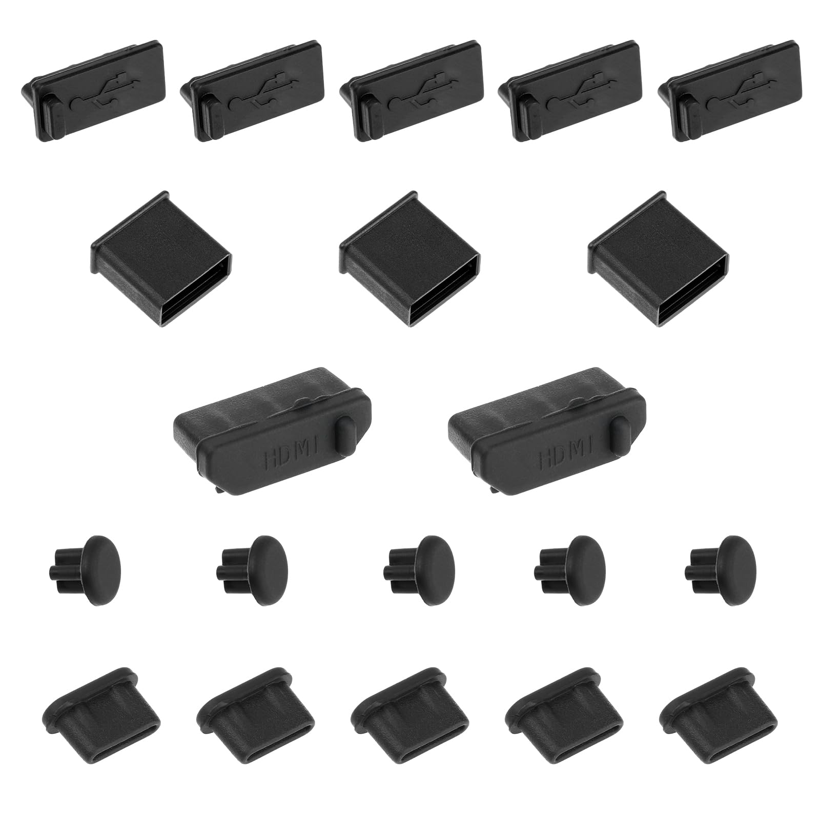 20 Pcs Silicone USB Port Covers - Dust Proof Plugs for USB A, HDMI, Headphone & Type-C Ports - Universal Size Protector for Phones, Laptops, Tablets & Electronics - Keep Ports Clean at Home, Office or Travel