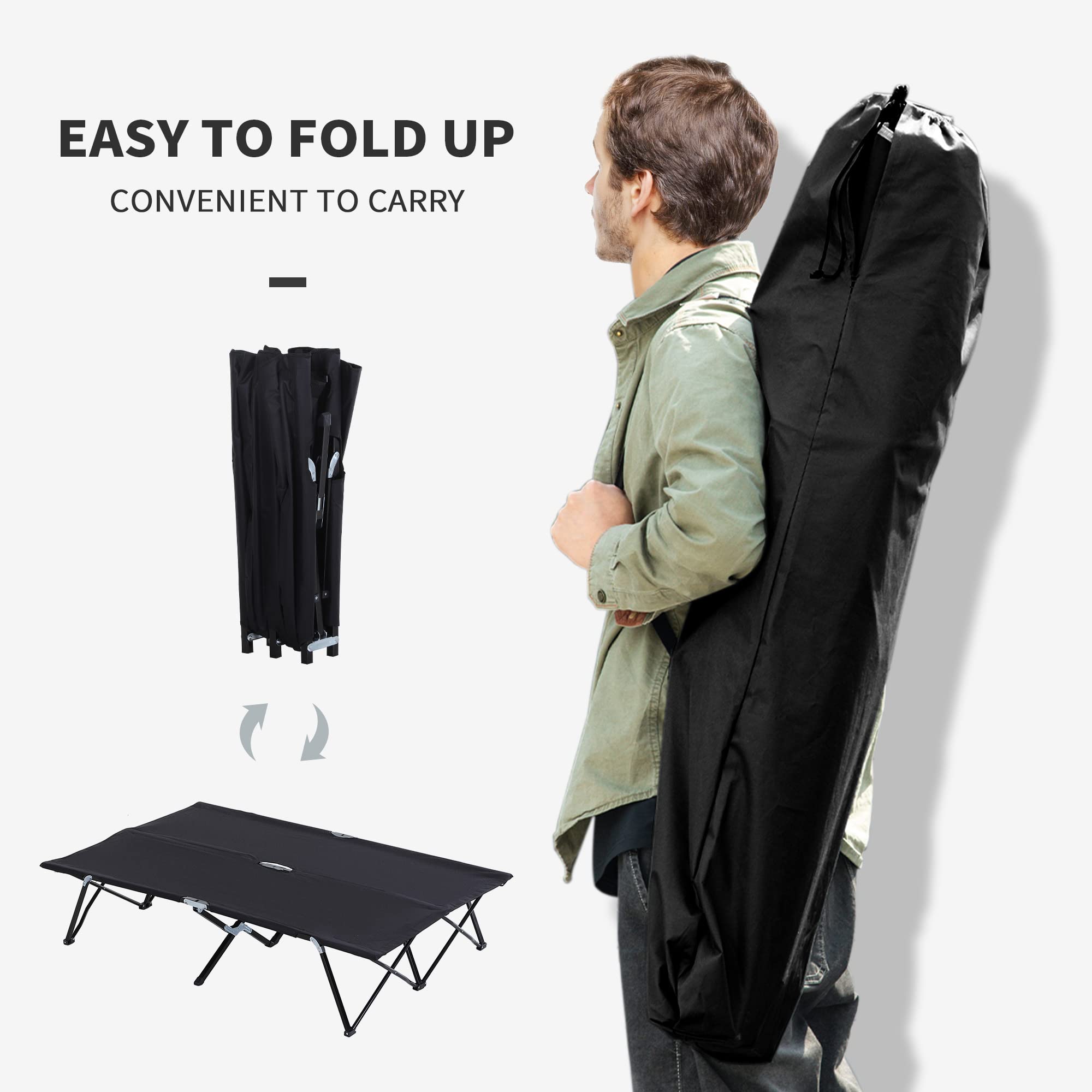 Outsunny 2 Person Folding Camping Cot for Adults - 50