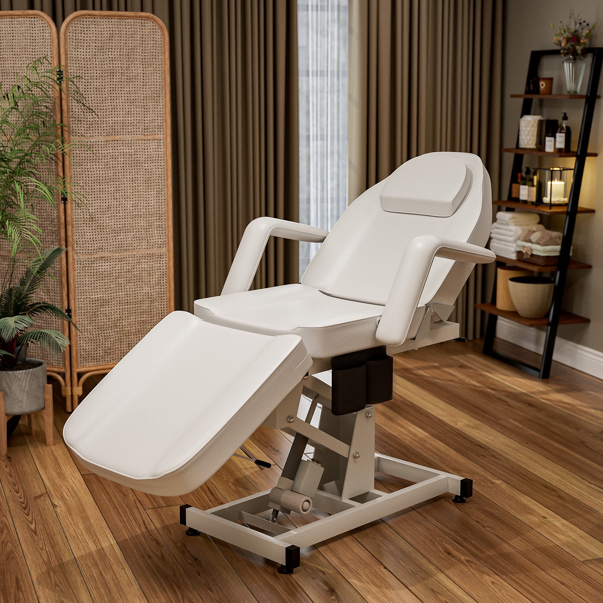 OKAKOPA Adjustable Electric Massage Table - Professional White Spa Chair for Tattoo, Microblading, Lash & Facial Treatments | Ergonomic Electric Tattoo Bed & Esthetician Massage Spa Bed | Perfect for Salon, Clinic & Home Use