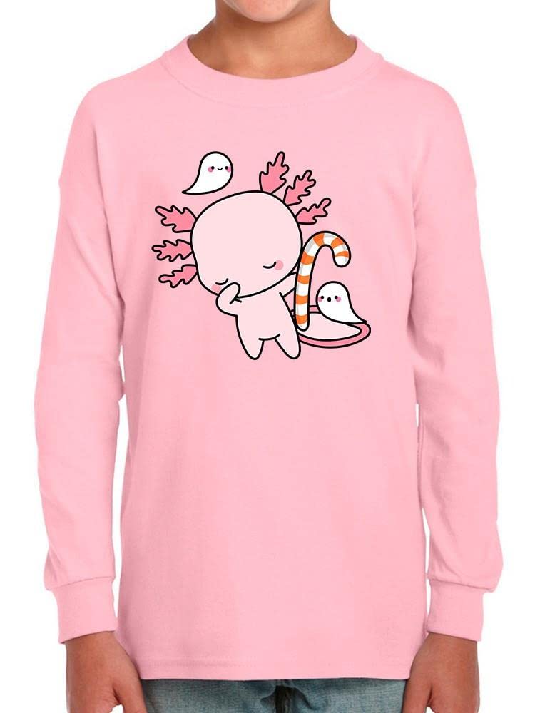 Smartprints Cute Axolotl with Candy Print Long Sleeve Toddler T-Shirt - Soft & Comfortable Kids Top for Playdates, School & Family Outings