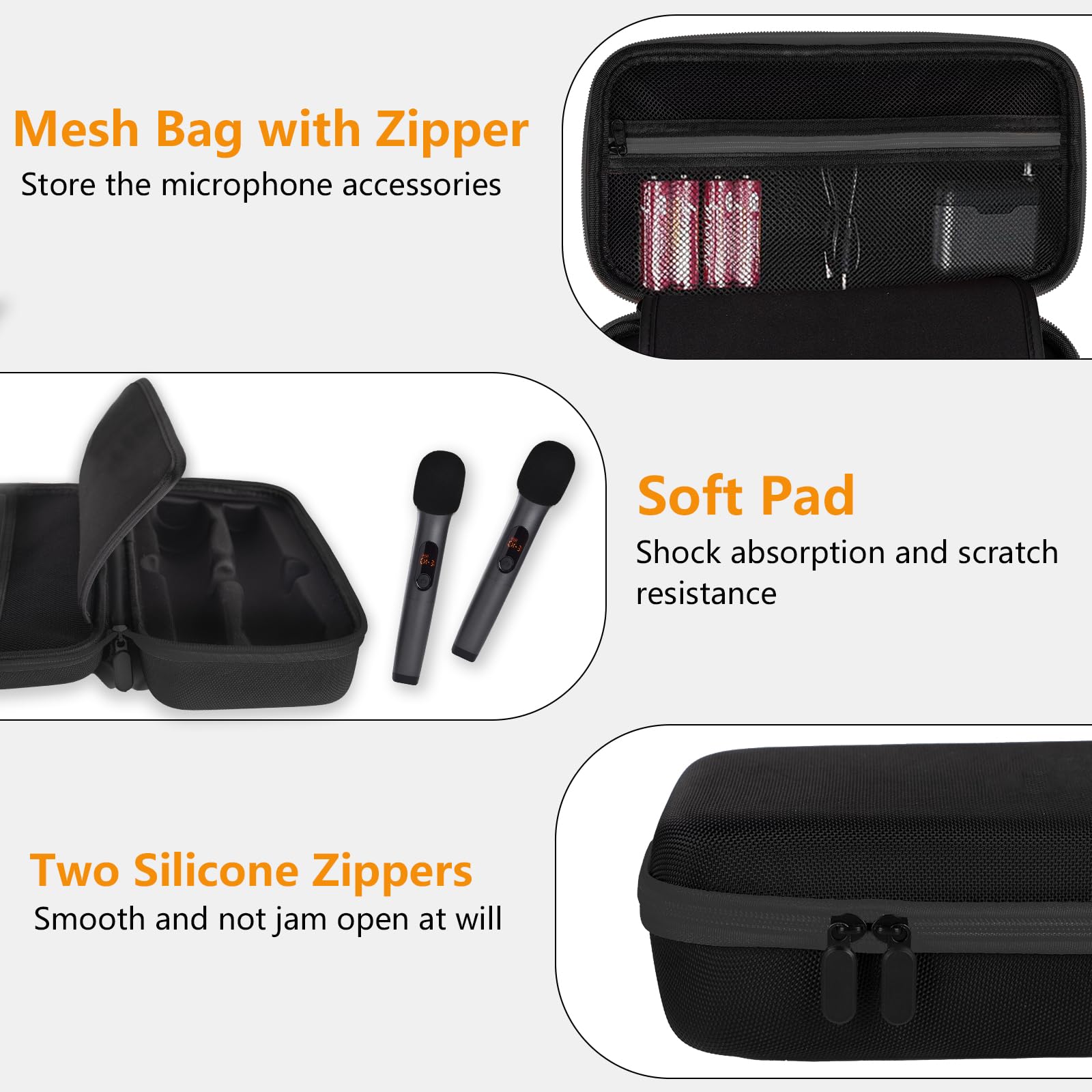 JBL Wireless Microphone Case - Durable Travel Bag for JBL Wireless Two Mic System, Receiver, Adapter & AA Batteries - Perfect for Karaoke, Singing & Party Box Events (Black, Box Only)