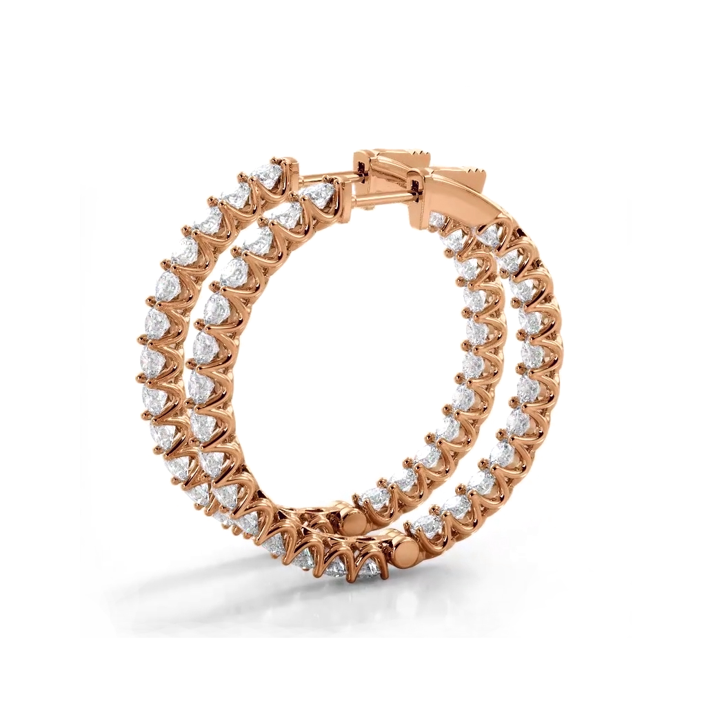 2.30 Carat Inside Out U Prong Diamond Medium Hoop Earrings for Women - Perfect for Weddings, Parties & Everyday Elegance