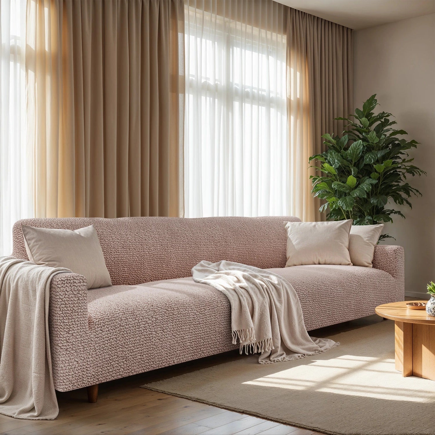 4-Seater Sofa Slipcover - Soft Microfiber Fabric, Stretchable & Washable - Perfect for Living Room, Family Room & Home Decor