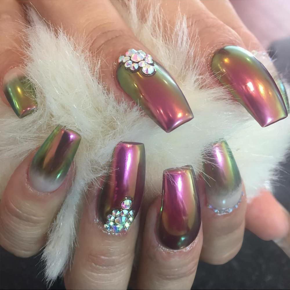 PrettyDiva Chameleon Chrome Nail Powder - Color Shifting Sunset Metallic Nail Art Pigment with Mirror Effect | Multi Chrome Powder for Professional & DIY Nail Designs | Perfect for Gel Polish, Acrylic Nails & Nail Art