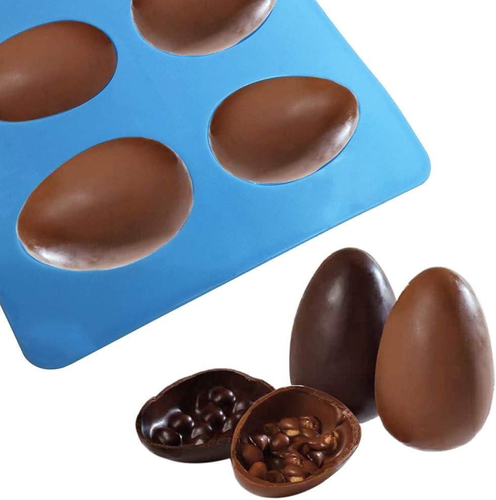 Premium 8-Cavity Egg Shaped Silicone Baking Molds - Food Grade Easter Egg Mold for DIY Cake Decorating, Chocolate, Pastry, Muffins, Bread & Ice Cubes | Perfect for Resin Art, Clay Crafts, Candle Making & Soap Jelly Pinatas | Ideal for Holiday Baking, Party Treats & Creative DIY Projects