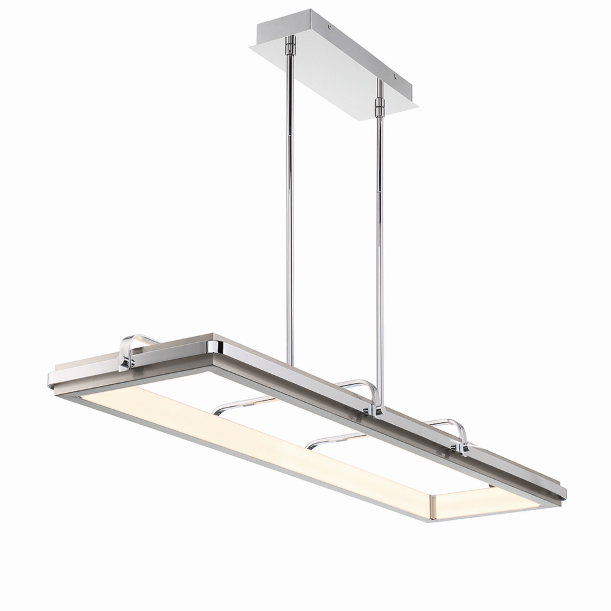 Annilo 48 LED Linear Chandelier - Modern Chrome Finish Pendant Light for Dining Room, Kitchen Island & Bedroom Lighting