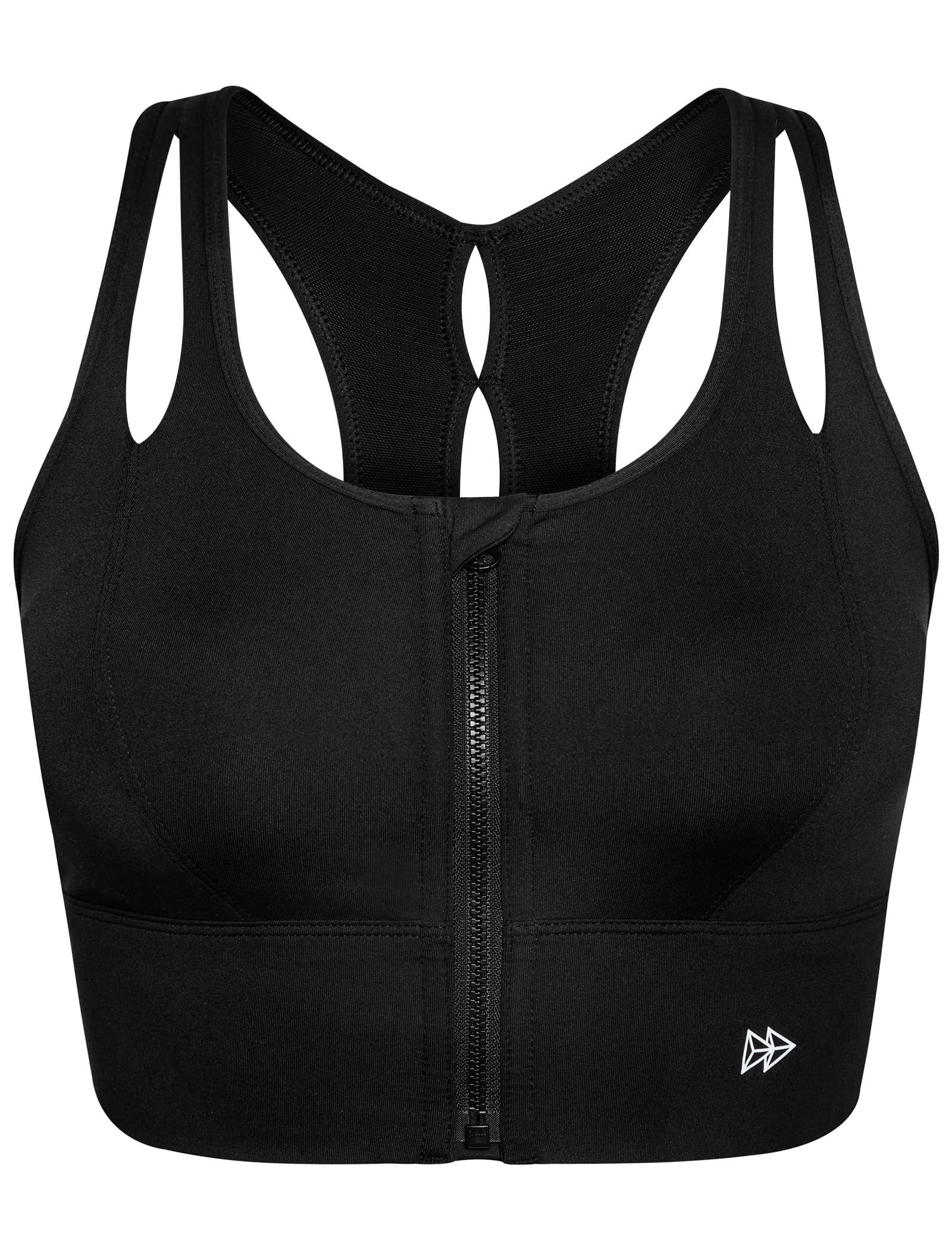 Yvette Women's High Impact Zip Front Sports Bra - Maximum Support for Large Bust - Ideal for Running, Workouts & High-Intensity Training