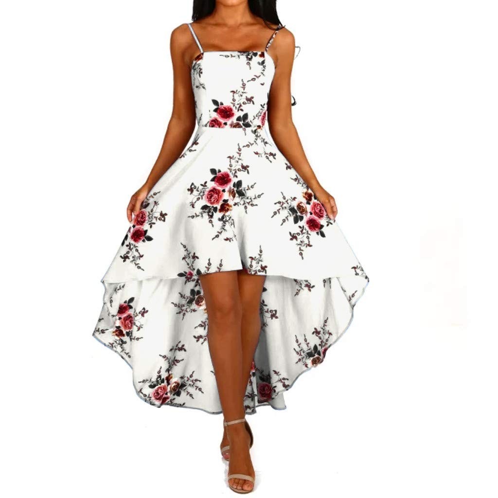 aihihe Women's Spaghetti Strap Mini Swing Skater Dress - Backless Sleeveless High Low Cocktail Party Club Dress | Perfect for Summer Outings, Beach Vacations & Nightlife Events