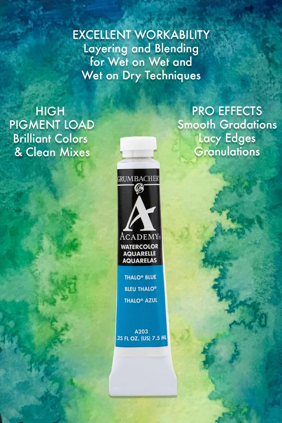 Grumbacher Academy Watercolor Paint - Cadmium Orange Hue (A025) - 7.5ml/0.25 Ounce Tube - Professional Artist Grade for Painting, Sketching & DIY Art Projects - Perfect for Beginners & Students