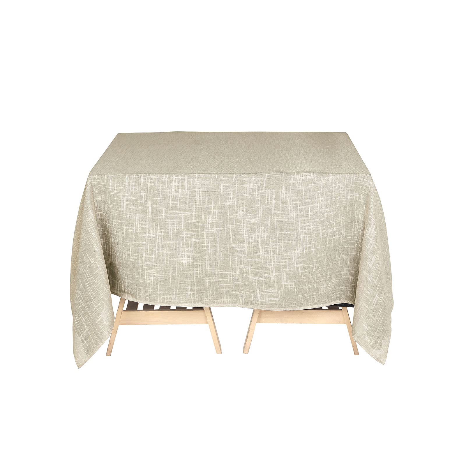 Premium Faux Linen Square Tablecloth - Wrinkle Resistant Beige Slubby Textured Weave for Kitchen, Restaurant, Indoor, Outdoor & Picnic - 72