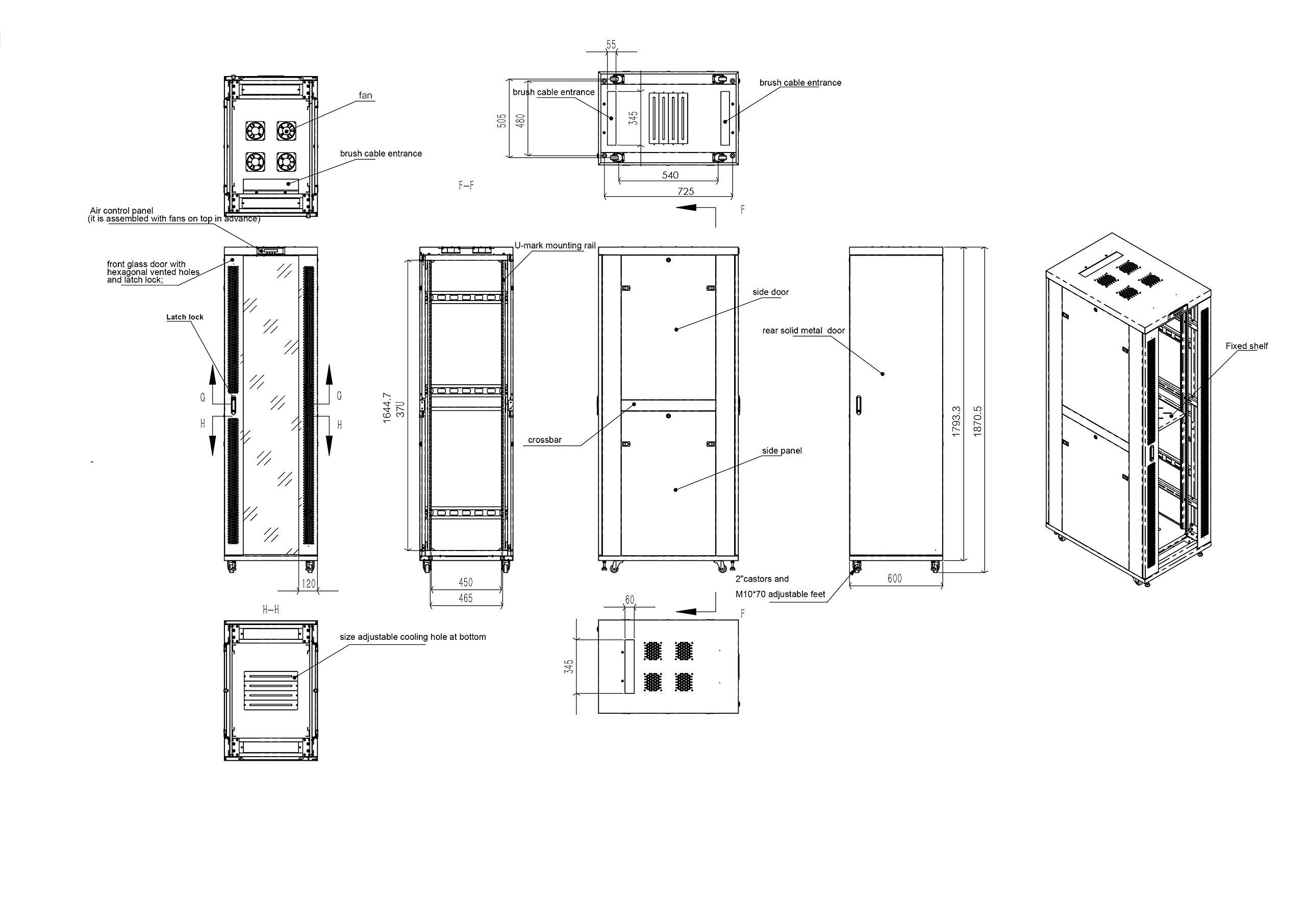 Sysracks 37U Server Rack Cabinet with Locking Doors - 24