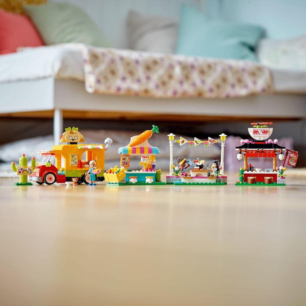 LEGO Friends 41701 Street Food Market Building Toy Set - Creative Play for Kids, Collectible Mini-Doll Figures - Perfect for Birthday Gifts & Pretend Play Scenes