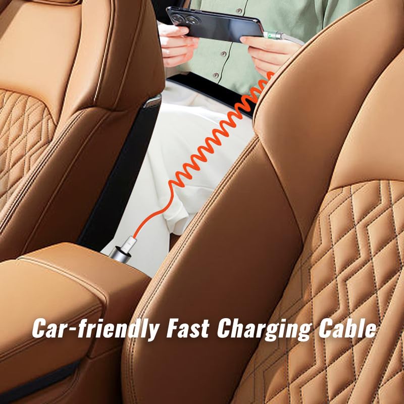 240W Fast Charging Cable USB-A to USB-C - Retractable Durable Charger Cord for iPhone, Samsung, iPad, Tablets - 1.3FT/2.3FT Length (Black) - Perfect for Travel, Office & Home Charging