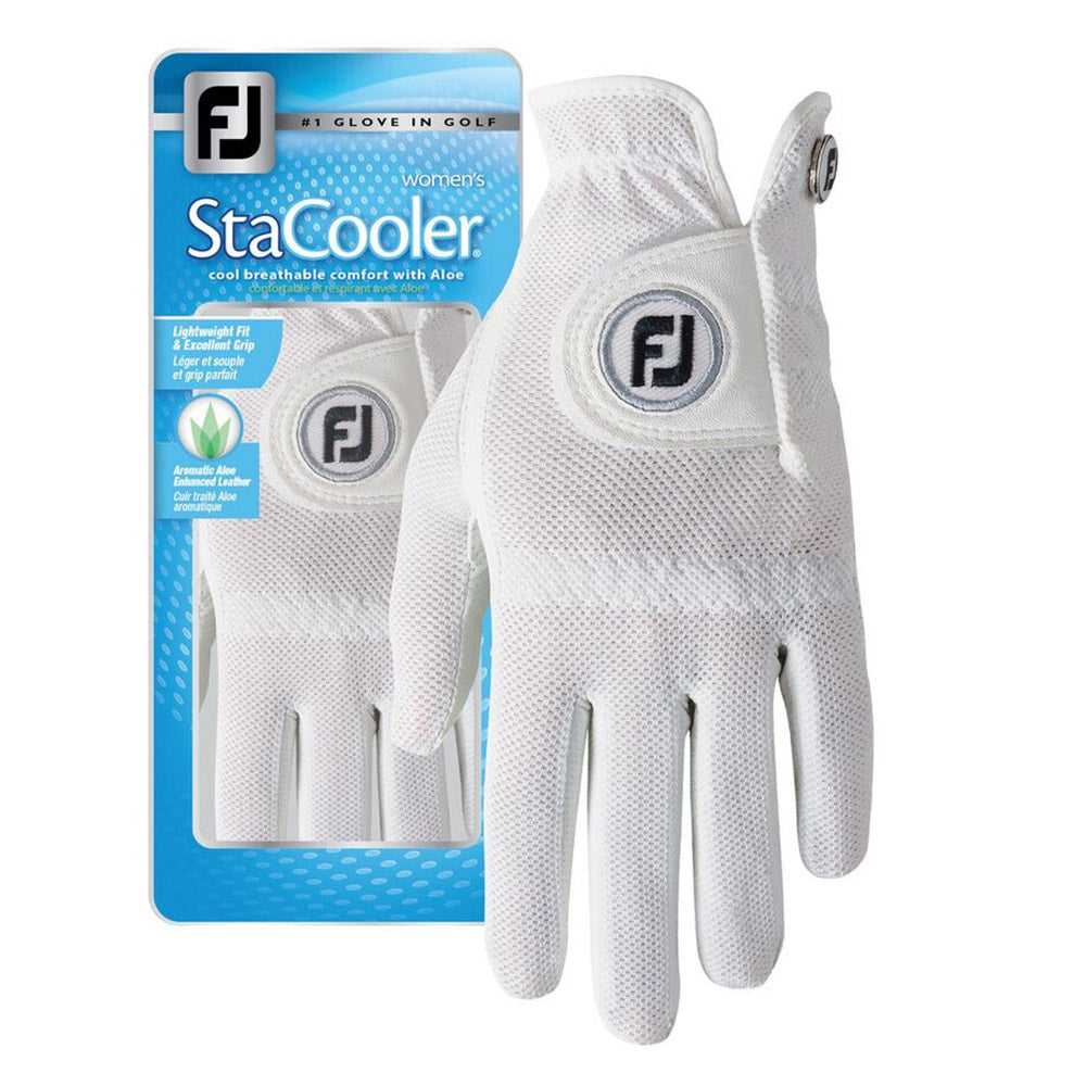 FootJoy StaCooler White Women's Golf Gloves - Breathable & Comfortable for Hot Weather Play - Perfect for Driving Range, Course & Tournament Use